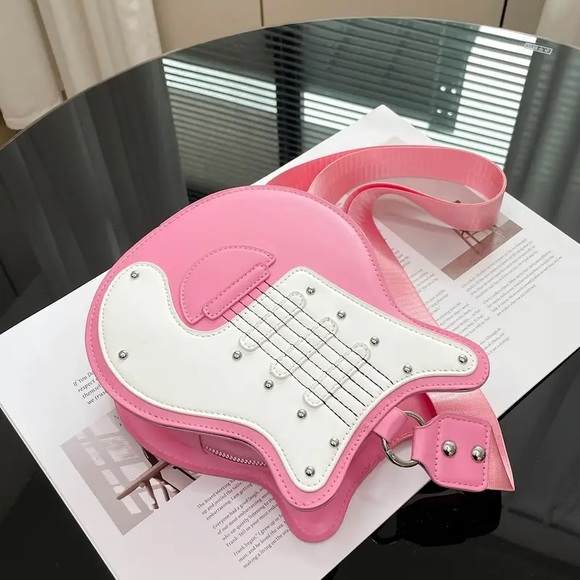 Pink Electric Guitar Crossbody Bag - Picture 3 of 10